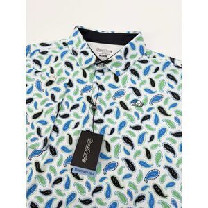 NEW Good Good Polo Shirt Mens Medium Performance Golf Flex Paisley Short Sleeve
